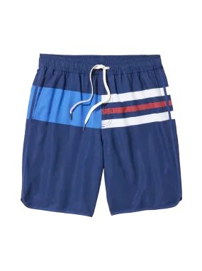 8" The Anchor Swim Short Navy Nautical Stripe