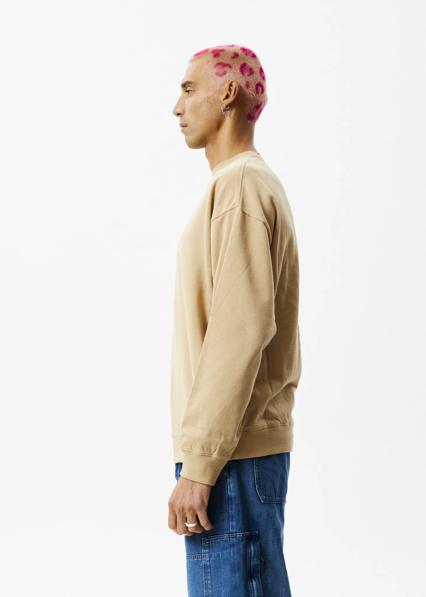 AFENDS Mens Bloom - Crew Neck Jumper - Tan