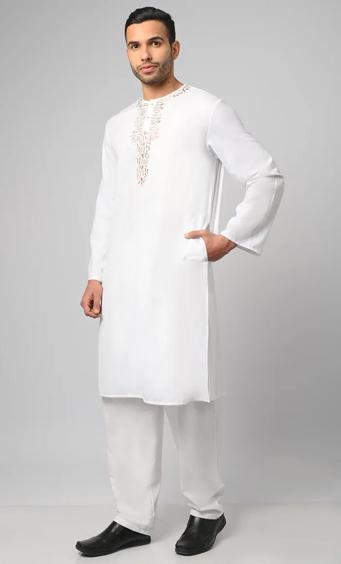 Aleem Modest Muslim Mens Embroidered Kurta Pajama Set