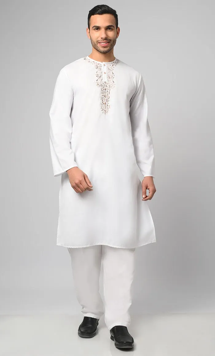 Aleem Modest Muslim Mens Embroidered Kurta Pajama Set