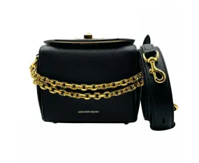 Alexander McQueen Women's Black Leather Gold Chain Box 16 Crossbody Bag 479767 DZP0M 1000