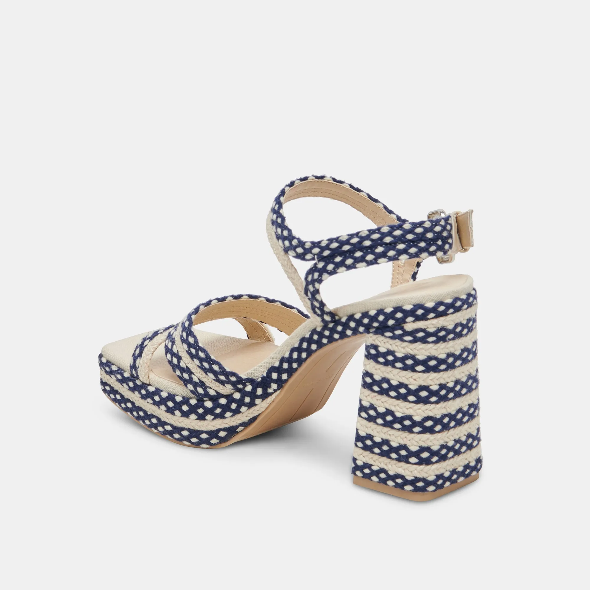 ARNELA HEELS NAVY MULTI WOVEN