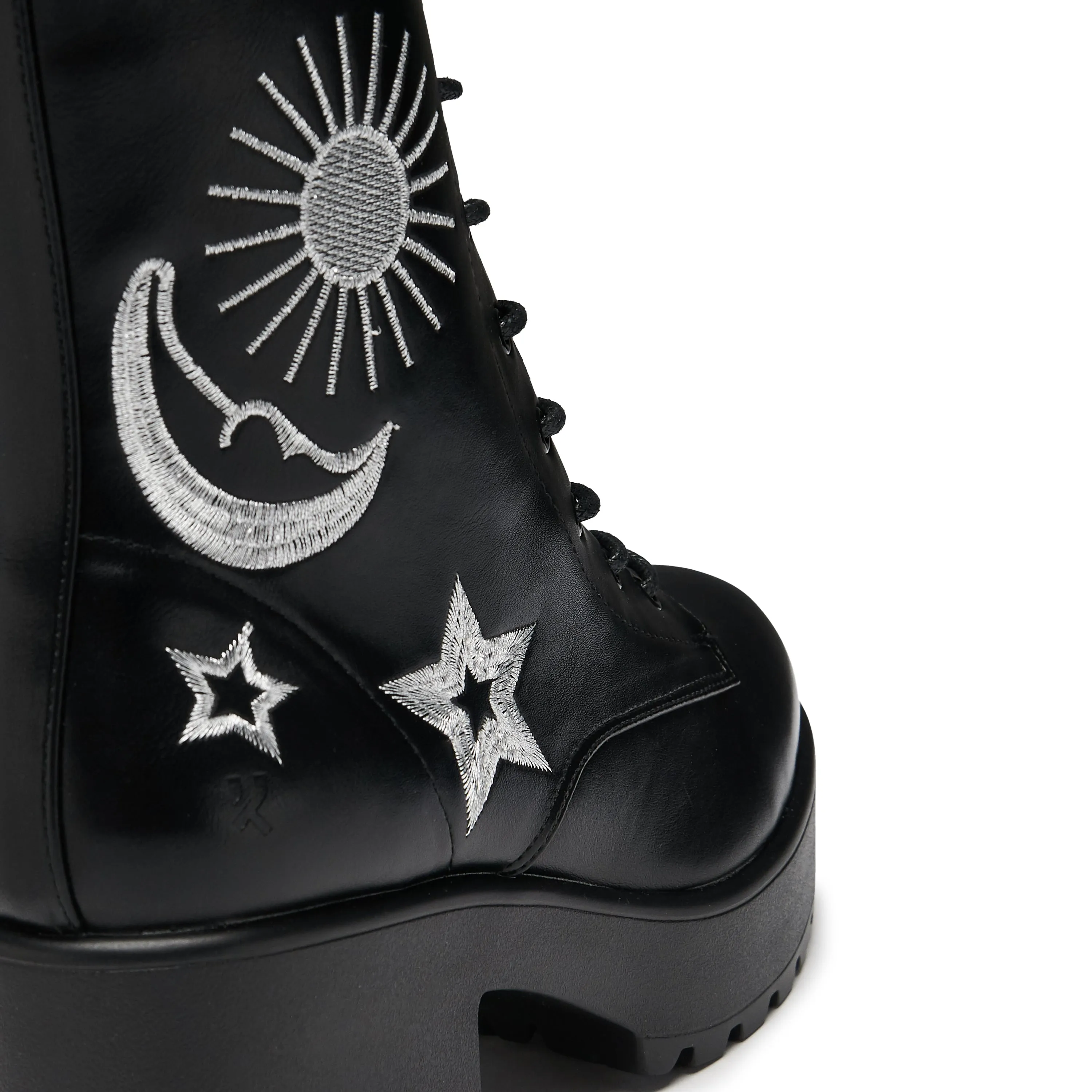 Astro Silver Star & Moon Chunky Boots