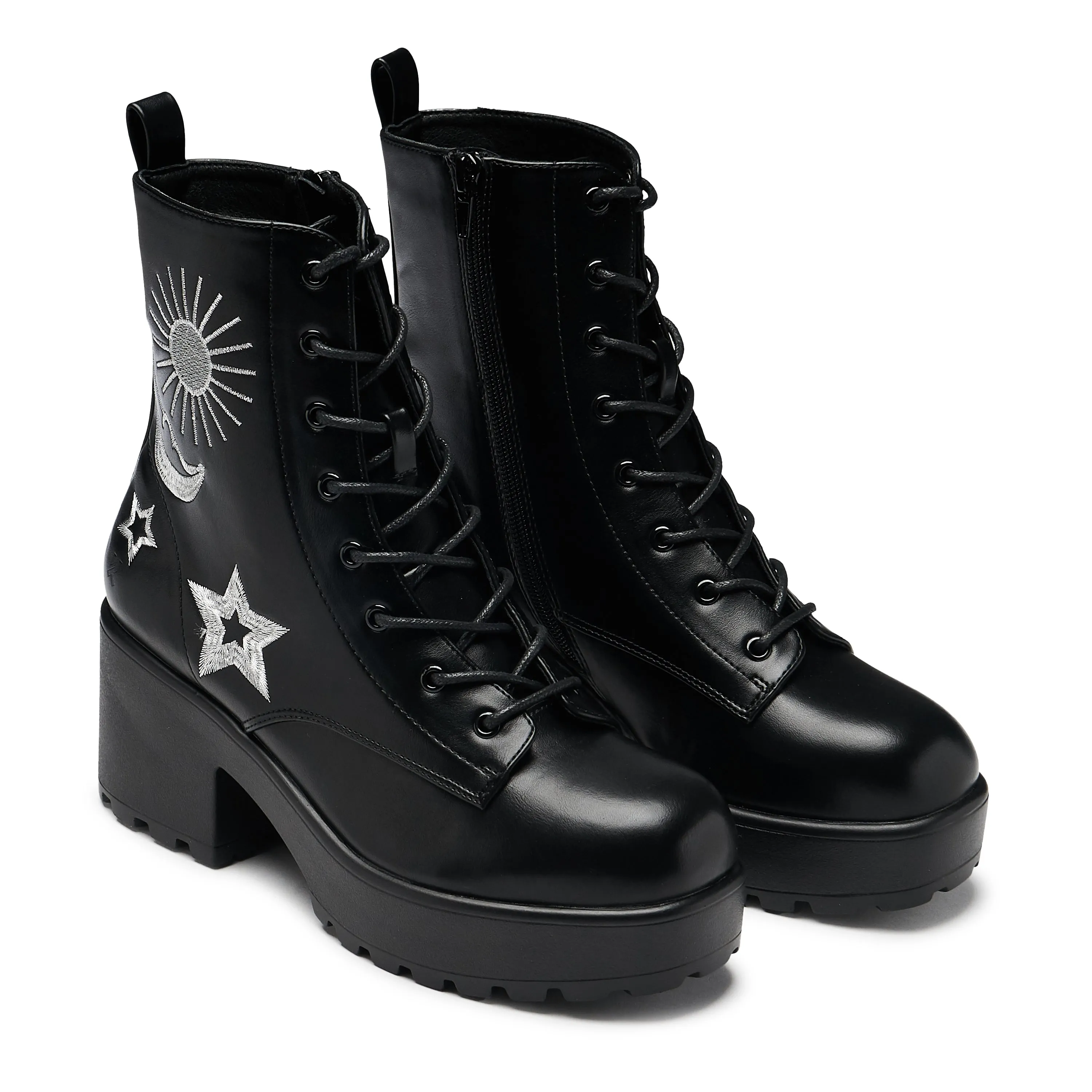 Astro Silver Star & Moon Chunky Boots