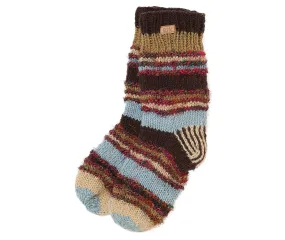 Baby blue and brown Wool Socks, Wool slippers, Mens or Womens Fleece Lined inside Natural,