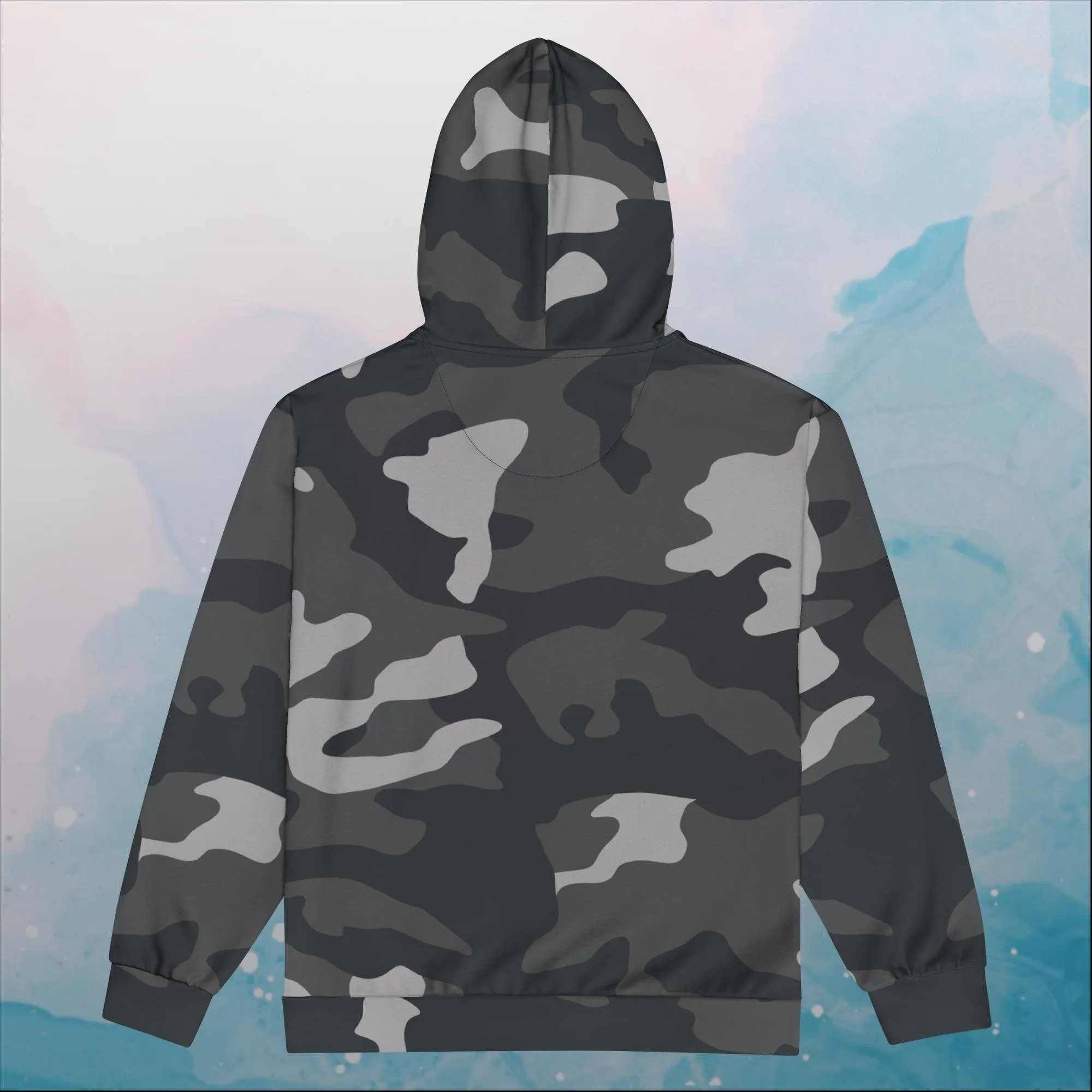 Black and Grey Camo Print Unisex Zip Hoodie