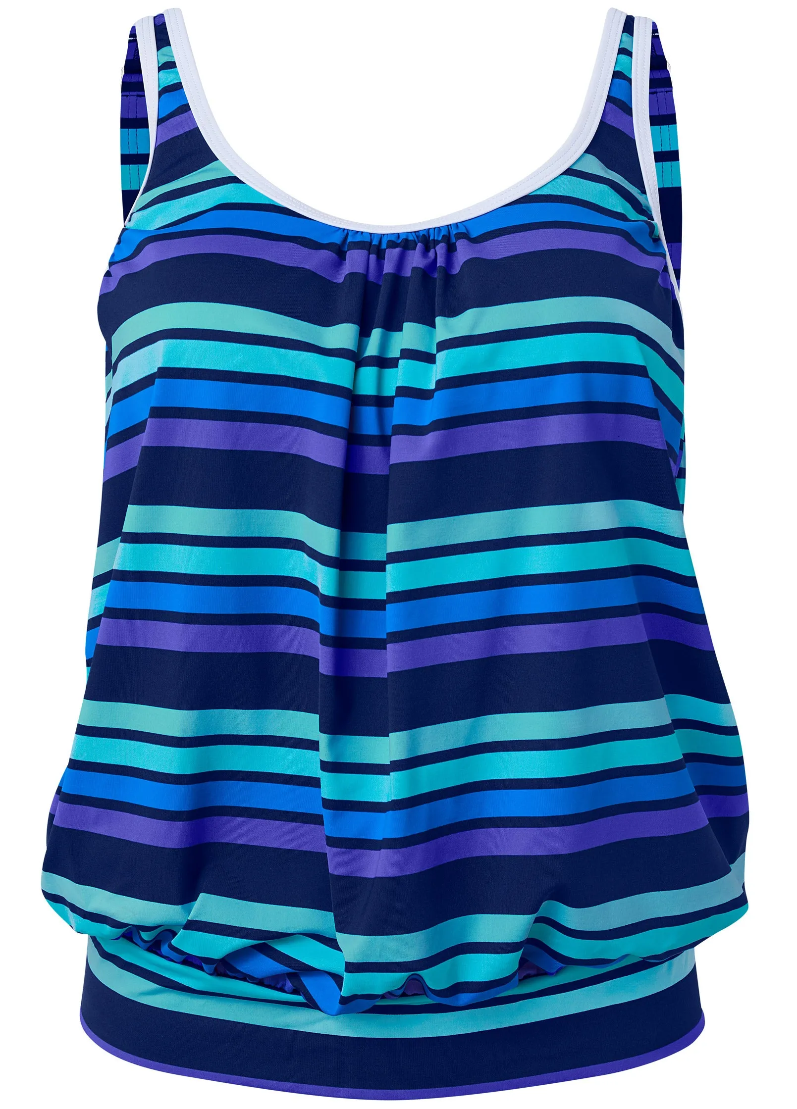 Blouson Tankini Set - Beach Blue Stripes