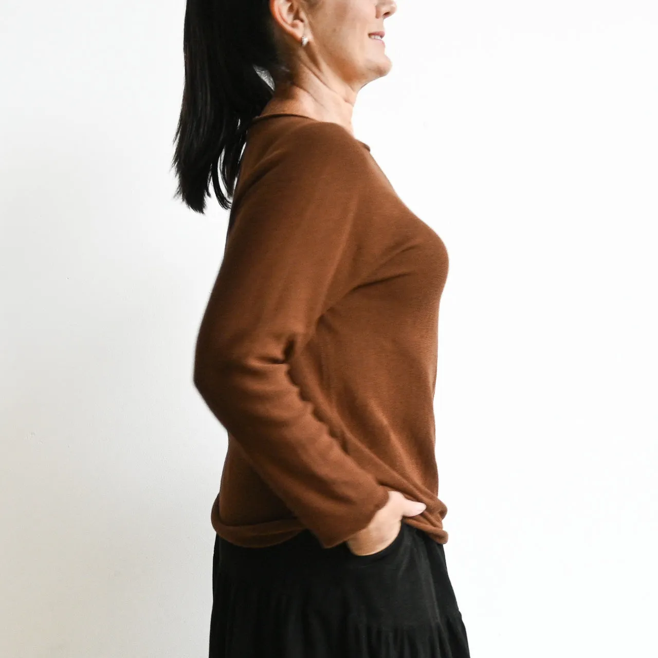 Boat Neck Knit Top by Orientique Australia - Long Sleeve - 1259