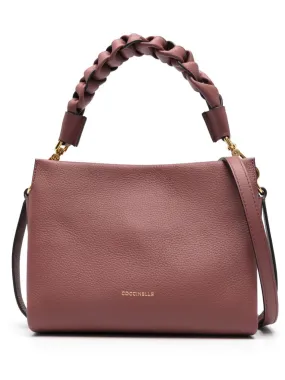 BORDEAUX LEATHER BAG WITH BRAIDED HANDLE