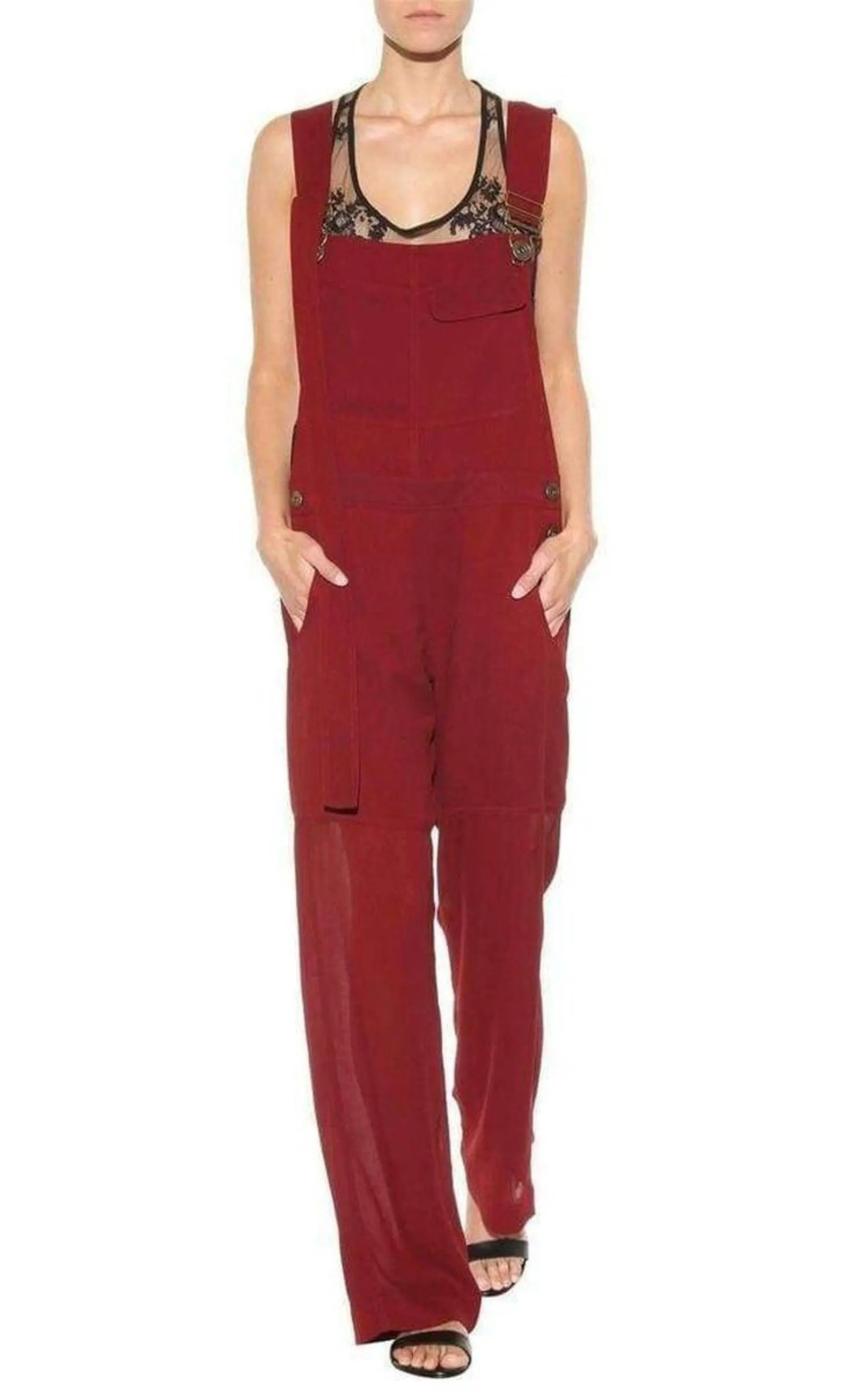 Burgundy Cheer Panel Jumpsuit