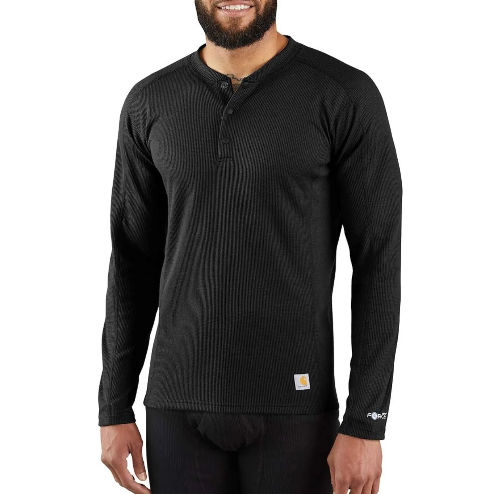 Carhartt Mens Base Force Midweight Classic Henley Top | Black | NWT