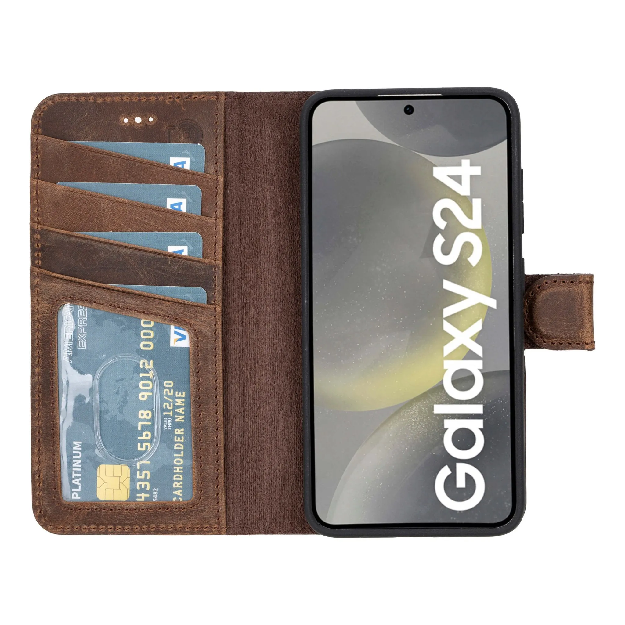 Carter Samsung Galaxy S24  Wallet Case, Distressed Coffee