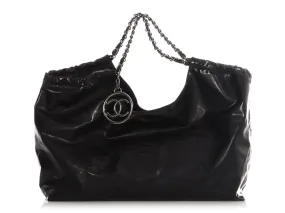 Chanel XL Black Vinyl Coco Cabas Tote