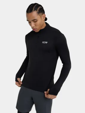 Cloud Fleece Quarter Zip Running Top For Men With Thumbholes & Side Zip Pocket