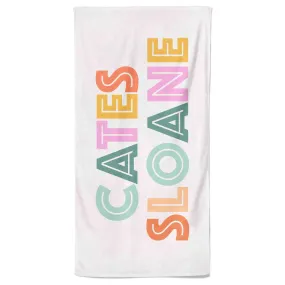 Colorful Outline Personalized Kids Beach Towel