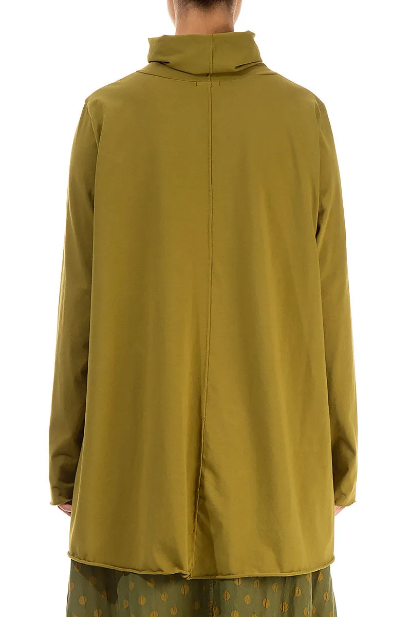 Cowl Neck Golden Olive Cotton Blouse