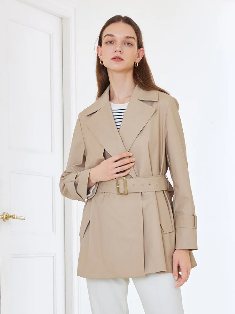 Crop Trench Coat With Belt