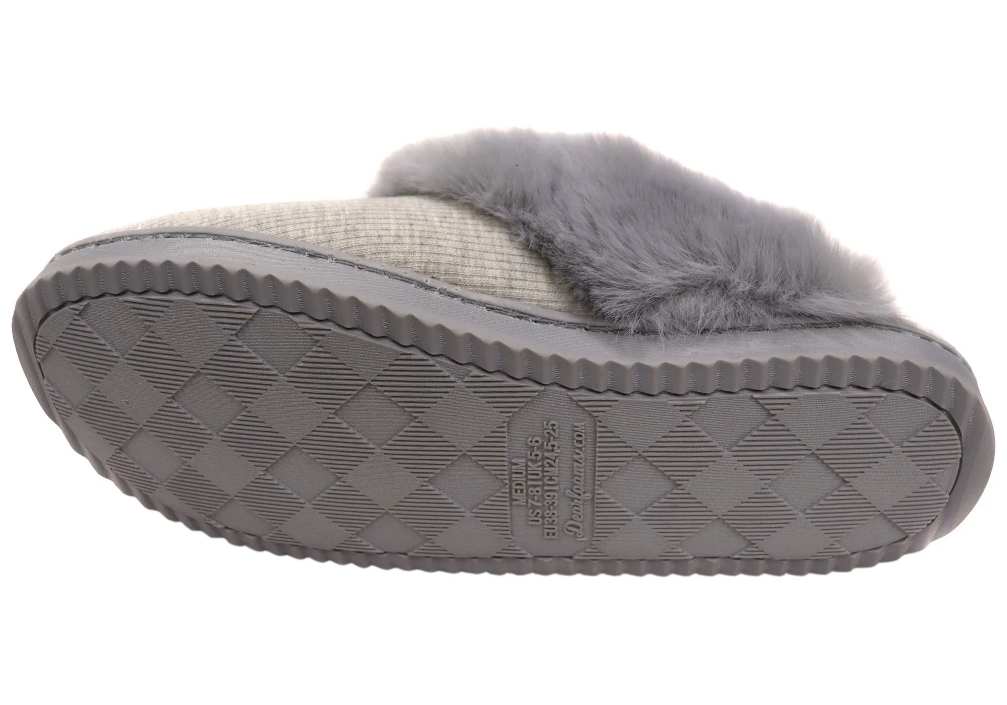 Dearfoams Womens Comfortable Dahlia Rib Knit Scuff Slippers