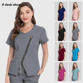 Dental Hospital Medical Scrubs Tops Women V-Neck Surgical Nurse Uniforms Blouse Pet Veterinary Scrubs Workwear Wholesale Prices