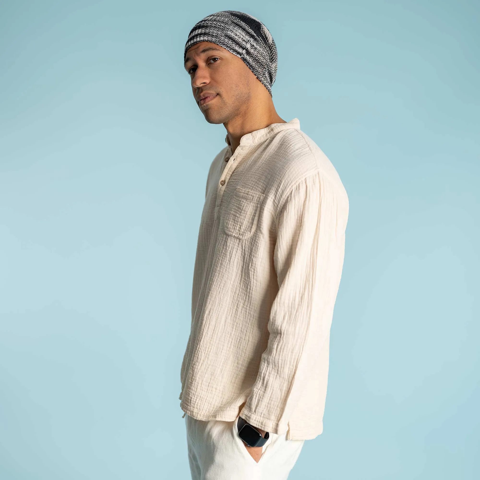 EAST VILLAGE 100% Organic Linen Floppy Slouch Beanie (Unisex)