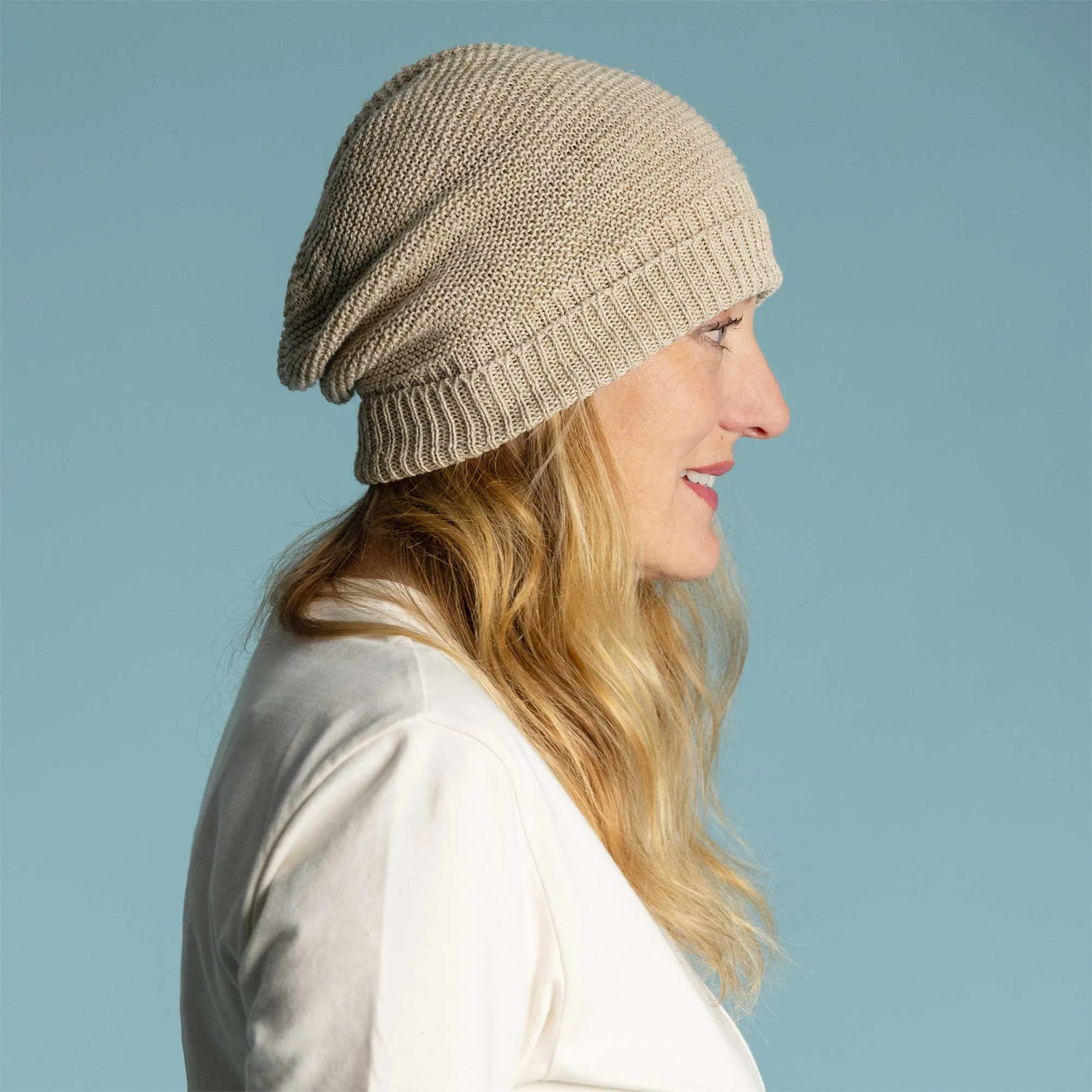 EAST VILLAGE 100% Organic Linen Floppy Slouch Beanie (Unisex)