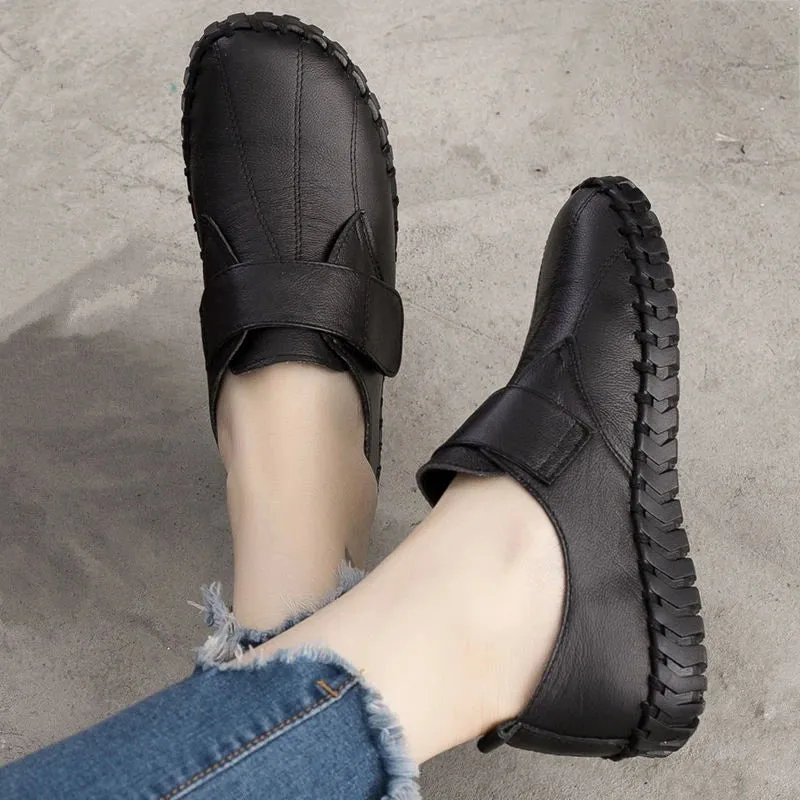 Genuine Leather Shoes For Woman Autumn Flats Female Hook Loop Orthopedic Shoes Big Size 42 Women's Loafers Ladies Blue Moccasins