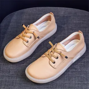 Genuine Leather Women Shoes Autumn Flats Slip On Women's Loafers Soft Moccasins Casual Running Sneakers Female Sport Shoes