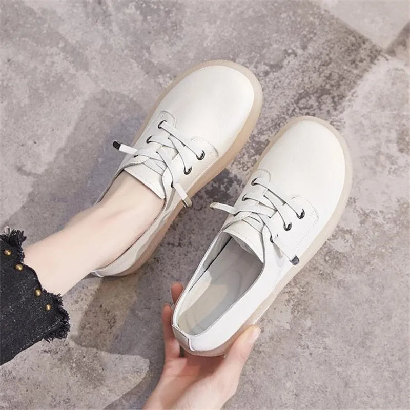 Genuine Leather Women Shoes Autumn Flats Slip On Women's Loafers Soft Moccasins Casual Running Sneakers Female Sport Shoes