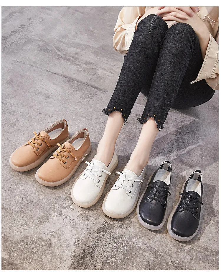 Genuine Leather Women Shoes Autumn Flats Slip On Women's Loafers Soft Moccasins Casual Running Sneakers Female Sport Shoes