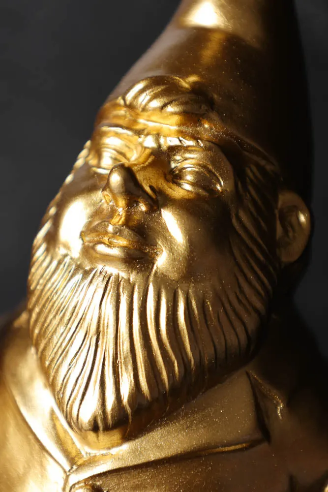 Gold Naughty Gnome Money Box