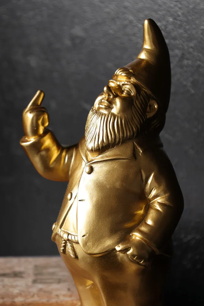 Gold Naughty Gnome Money Box