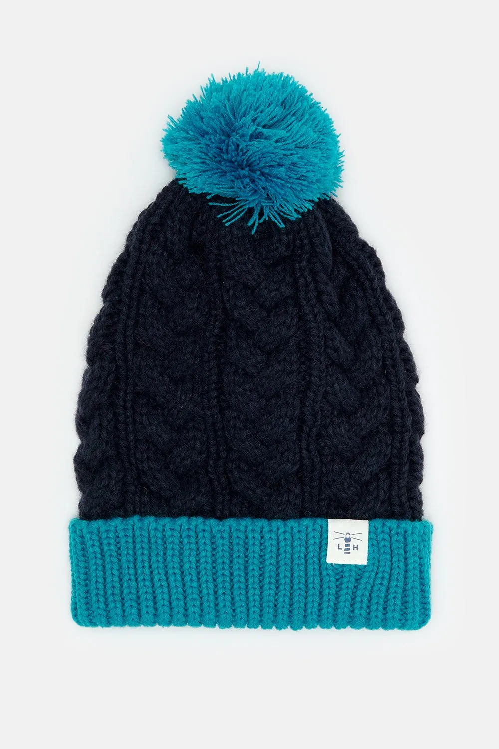 Hannah Bobble Hat - Teal Navy