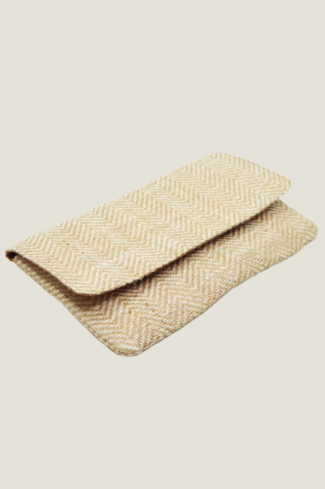 Heringbone Jute Clutch | Natural/White