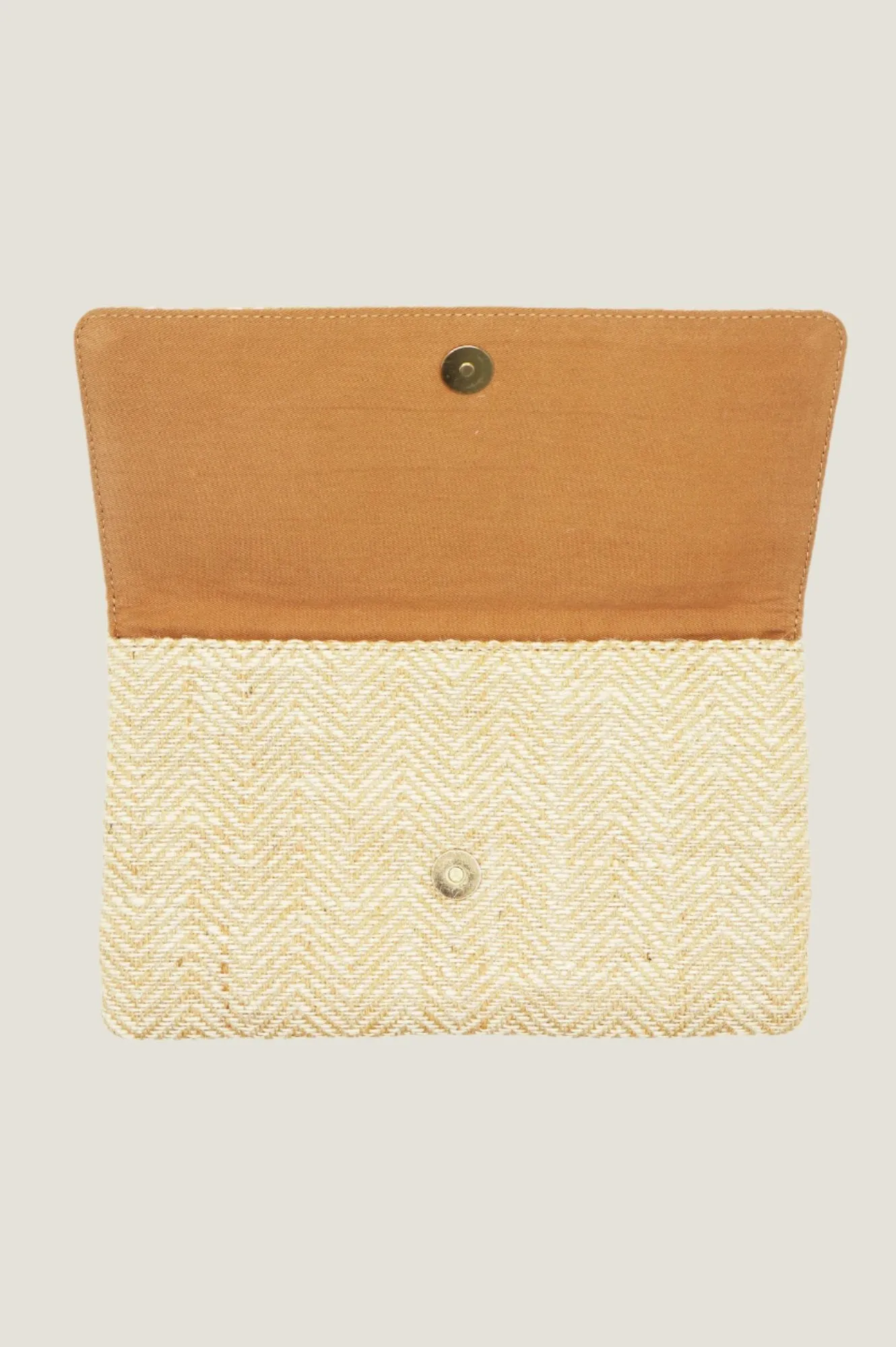 Heringbone Jute Clutch | Natural/White