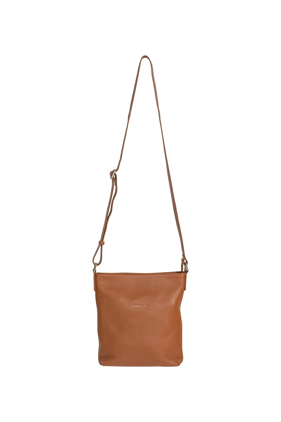 HOOPLA LEATHER CROSSBODY SLOUCH BAG TAN