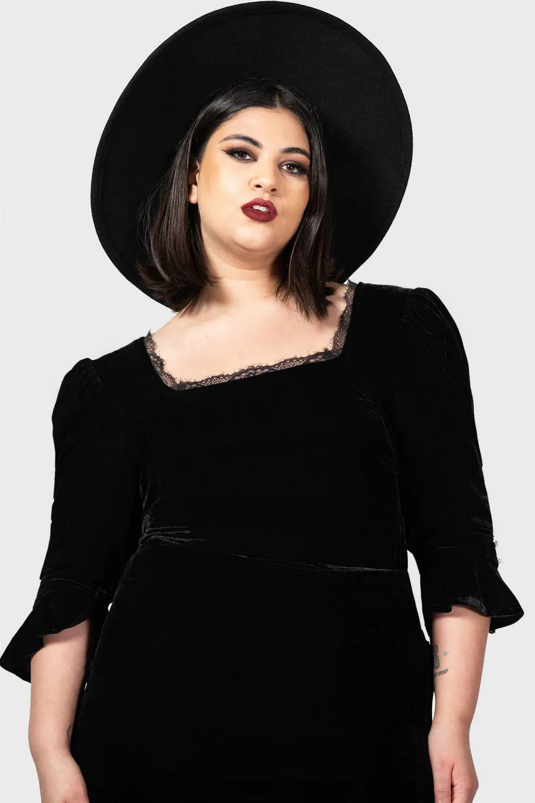 Killstar Dottie Dottie Velvet and Lace Top Goth