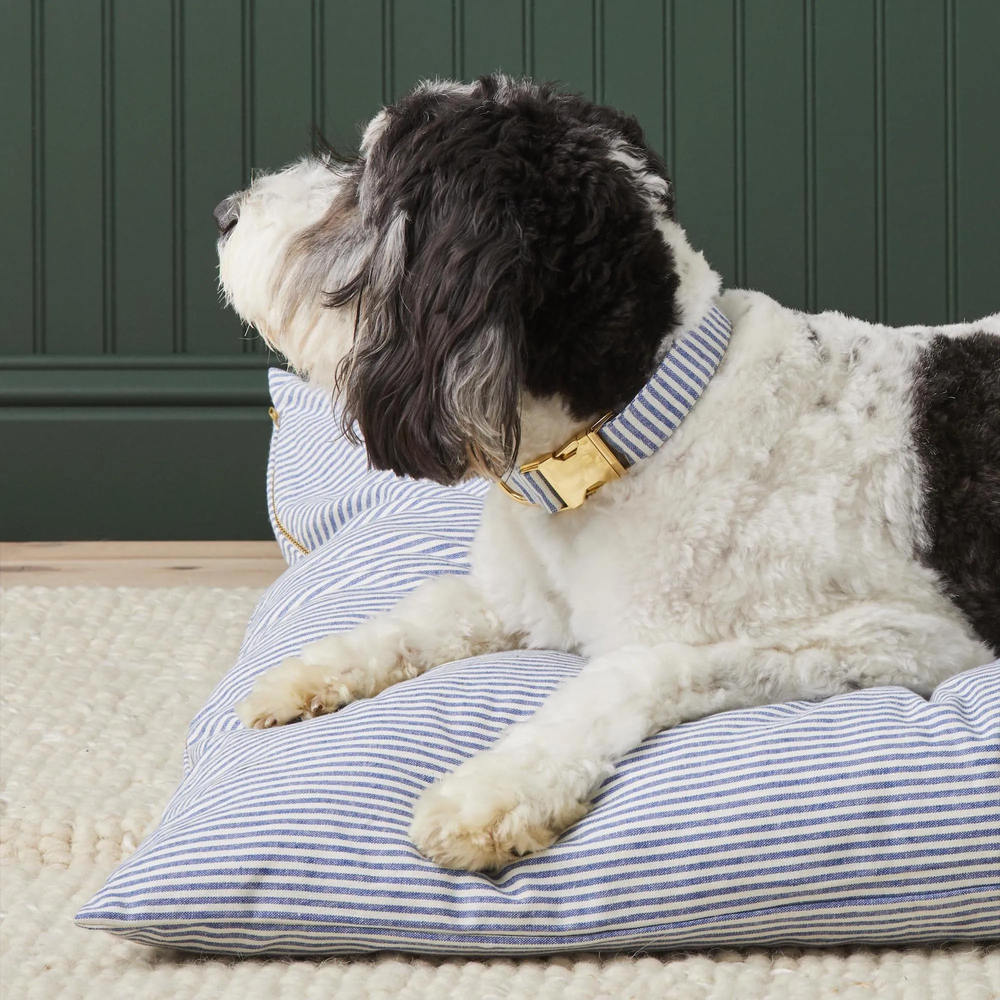 Lake Blue Stripe Dog Bed