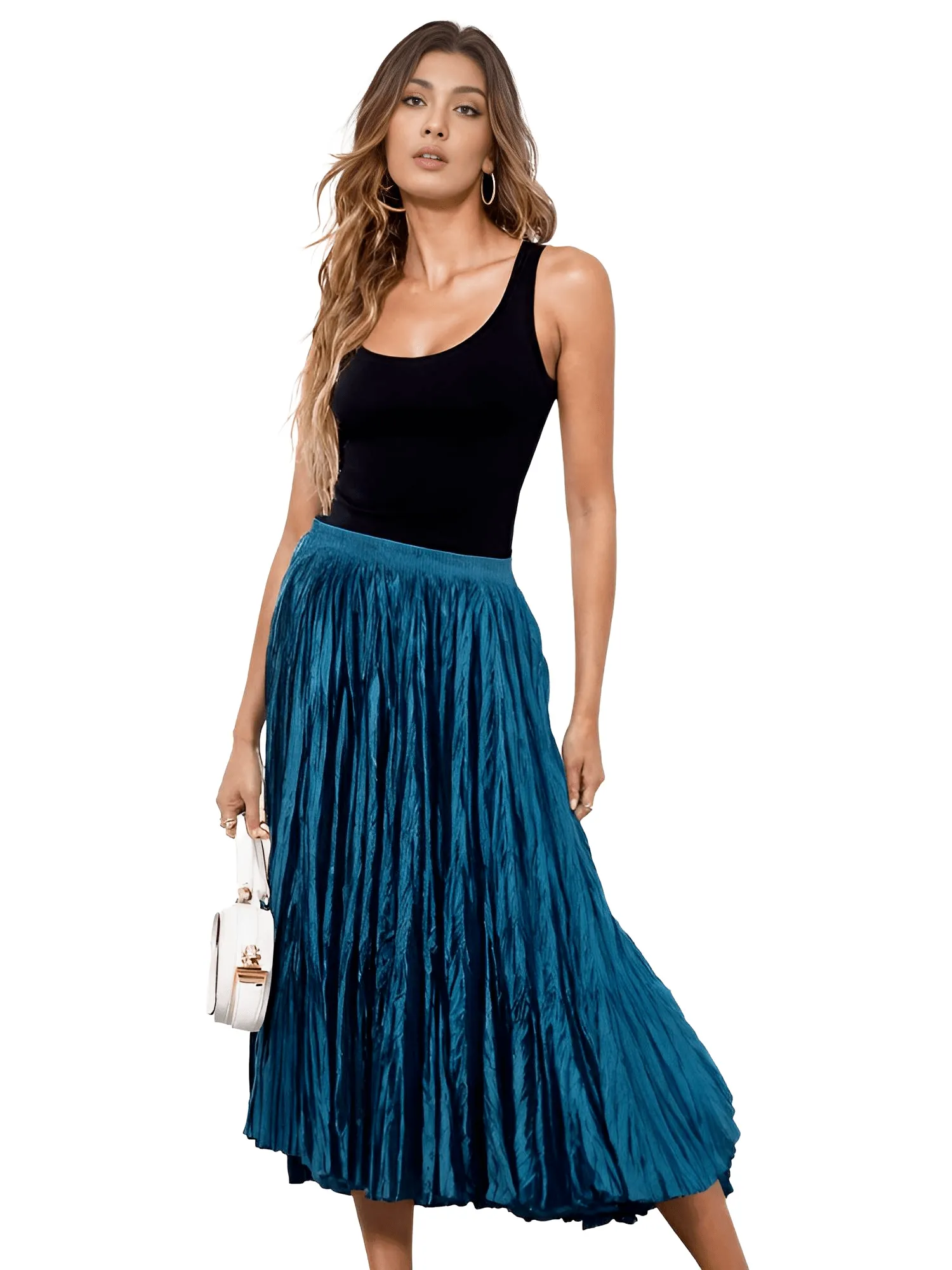 Large Hem Folds A-line Pleated Women's Skirt - In 15 Colors!