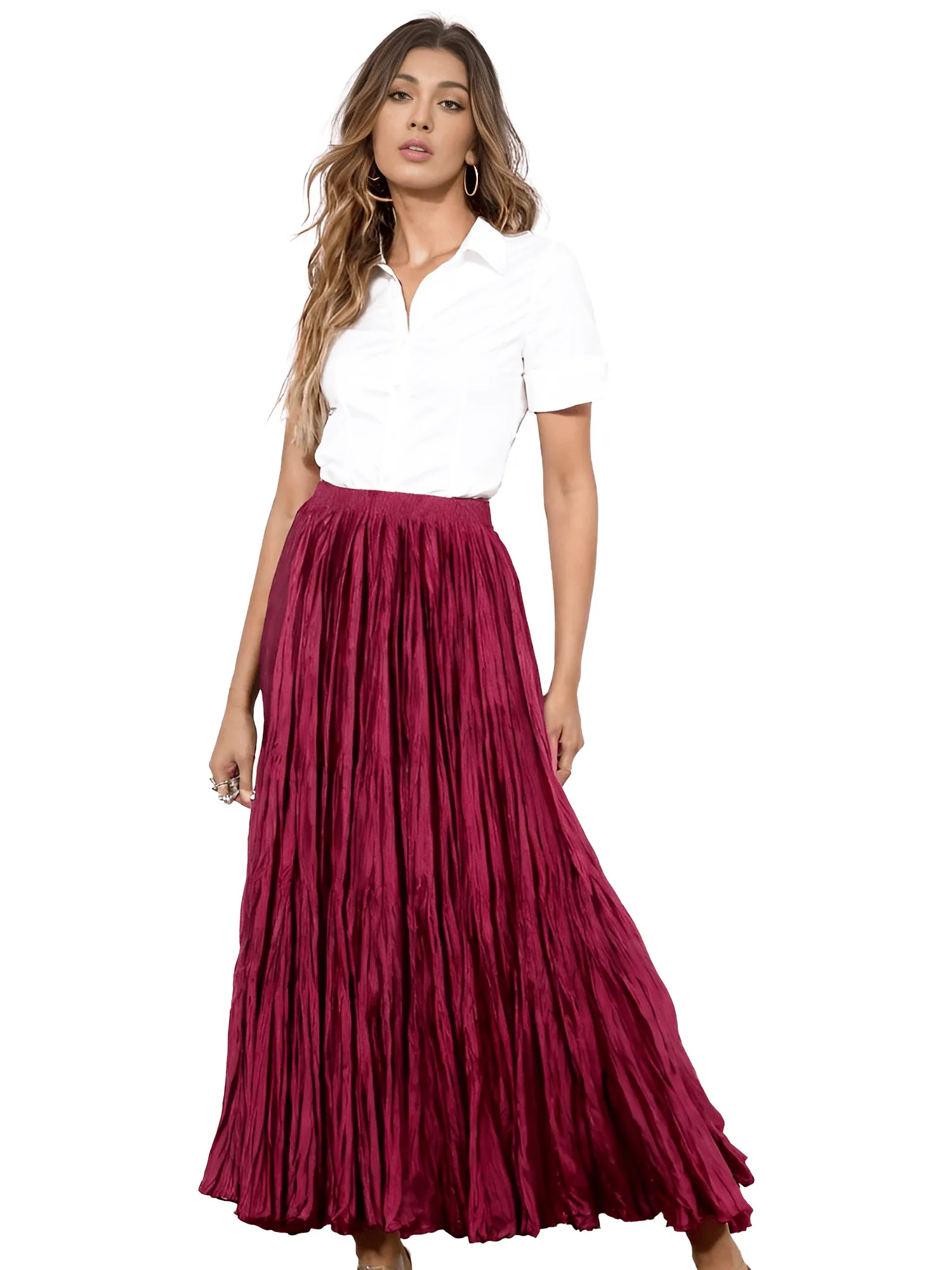 Large Hem Folds A-line Pleated Women's Skirt - In 15 Colors!