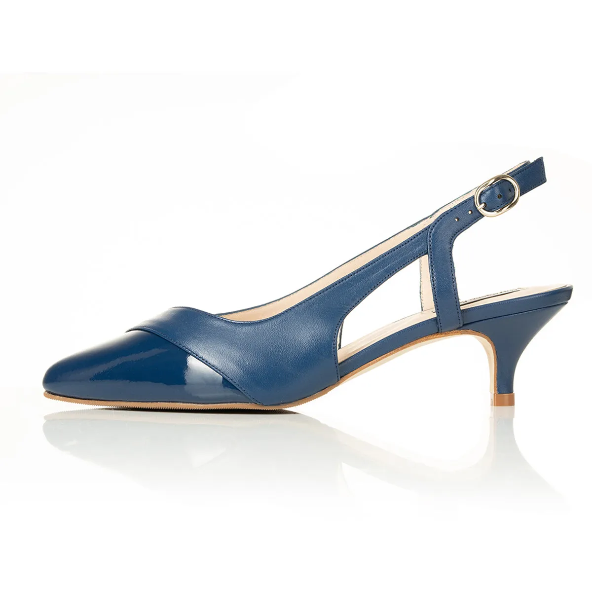 Lena Extra-Wide Fit Slingback - Blue Leather