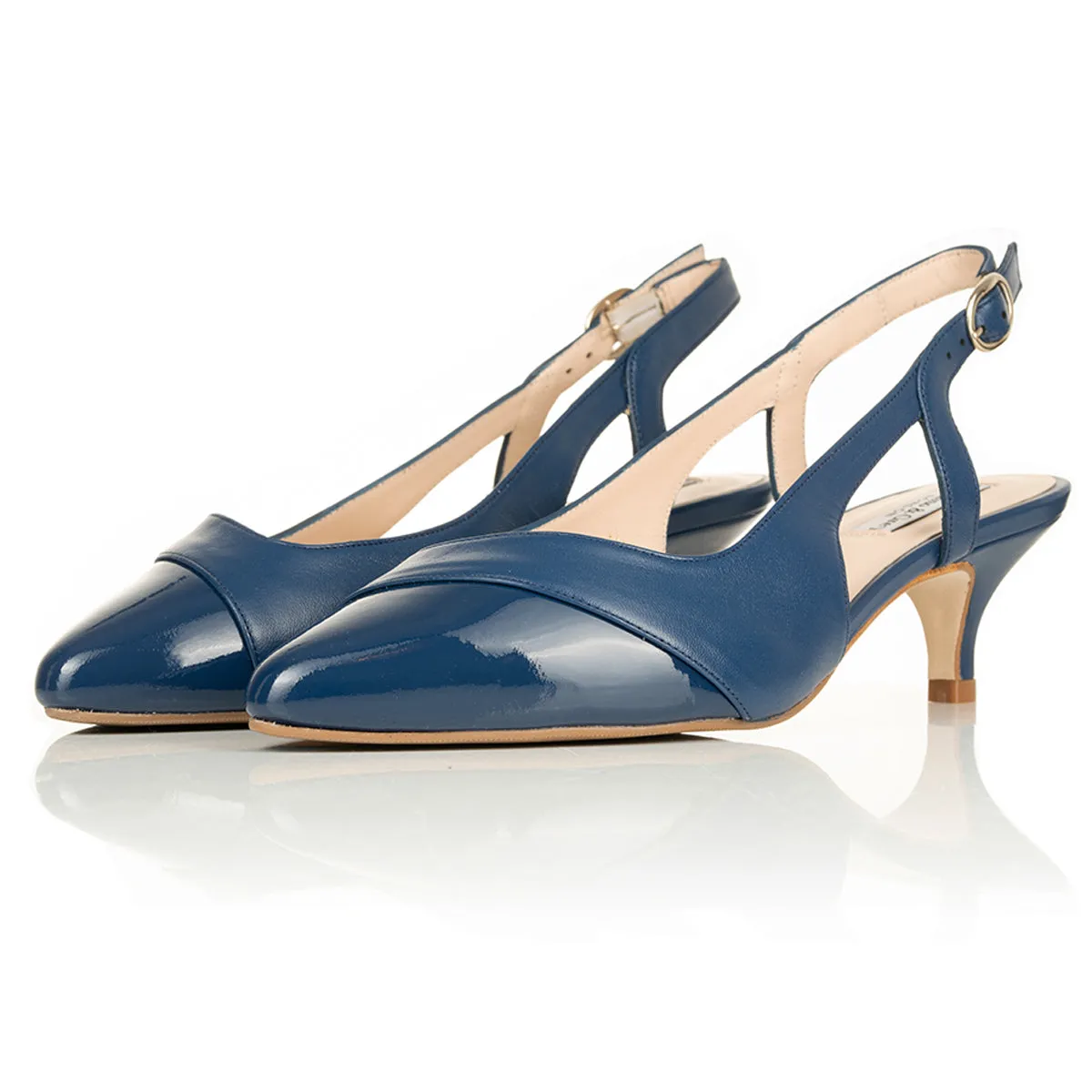 Lena Extra-Wide Fit Slingback - Blue Leather