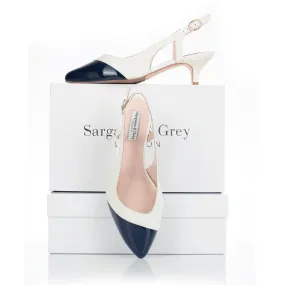 Lena Extra-Wide Fit Slingback - Cream & Navy Leather