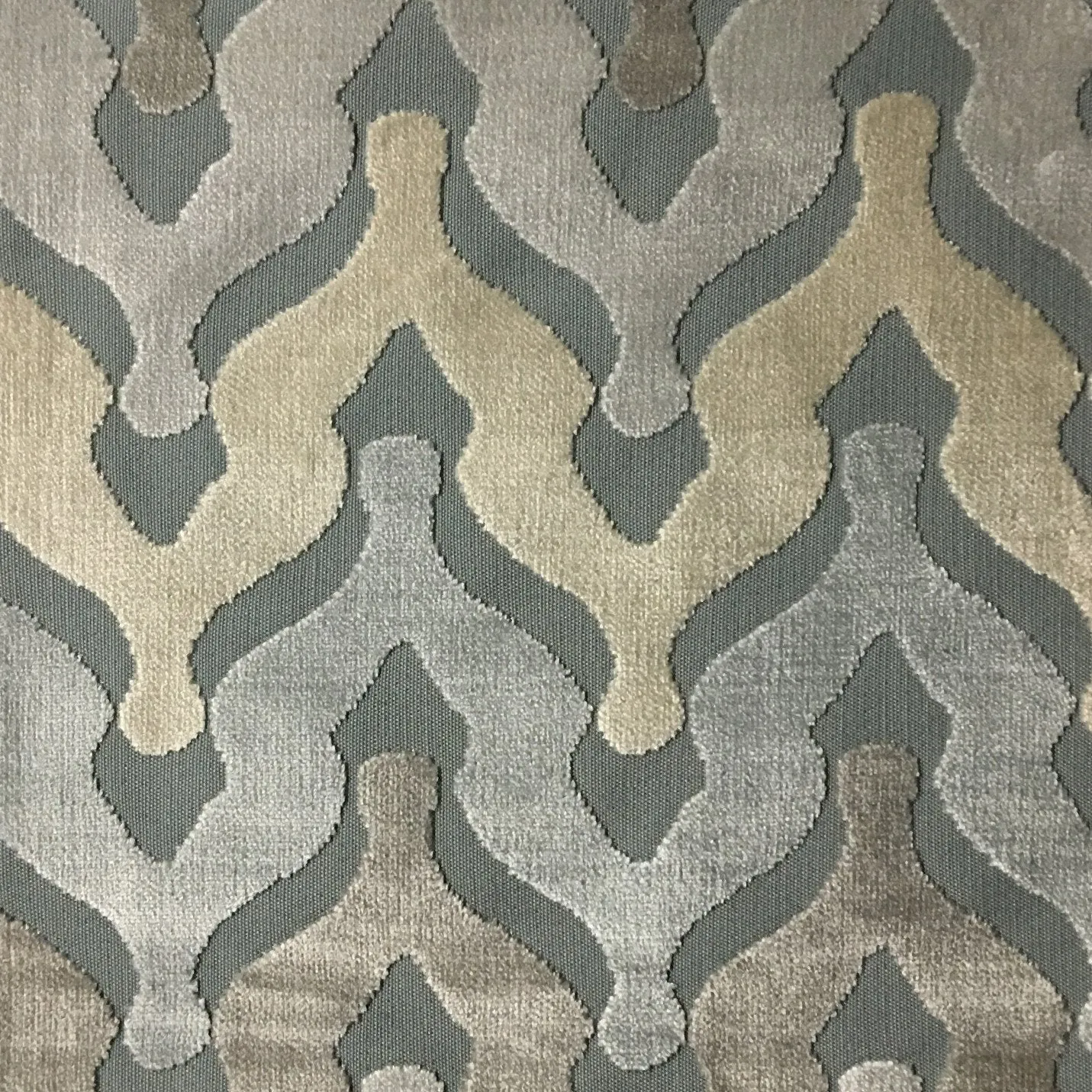 MONROE - CHEVRON PATTEN CUT VELVET UPHOLSTERY FABRIC BY THE YARD