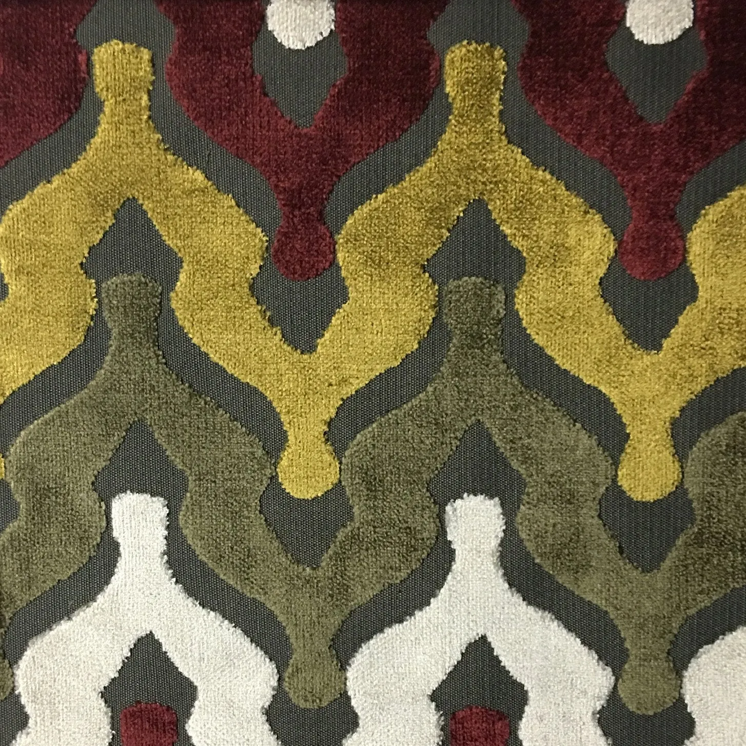 MONROE - CHEVRON PATTEN CUT VELVET UPHOLSTERY FABRIC BY THE YARD