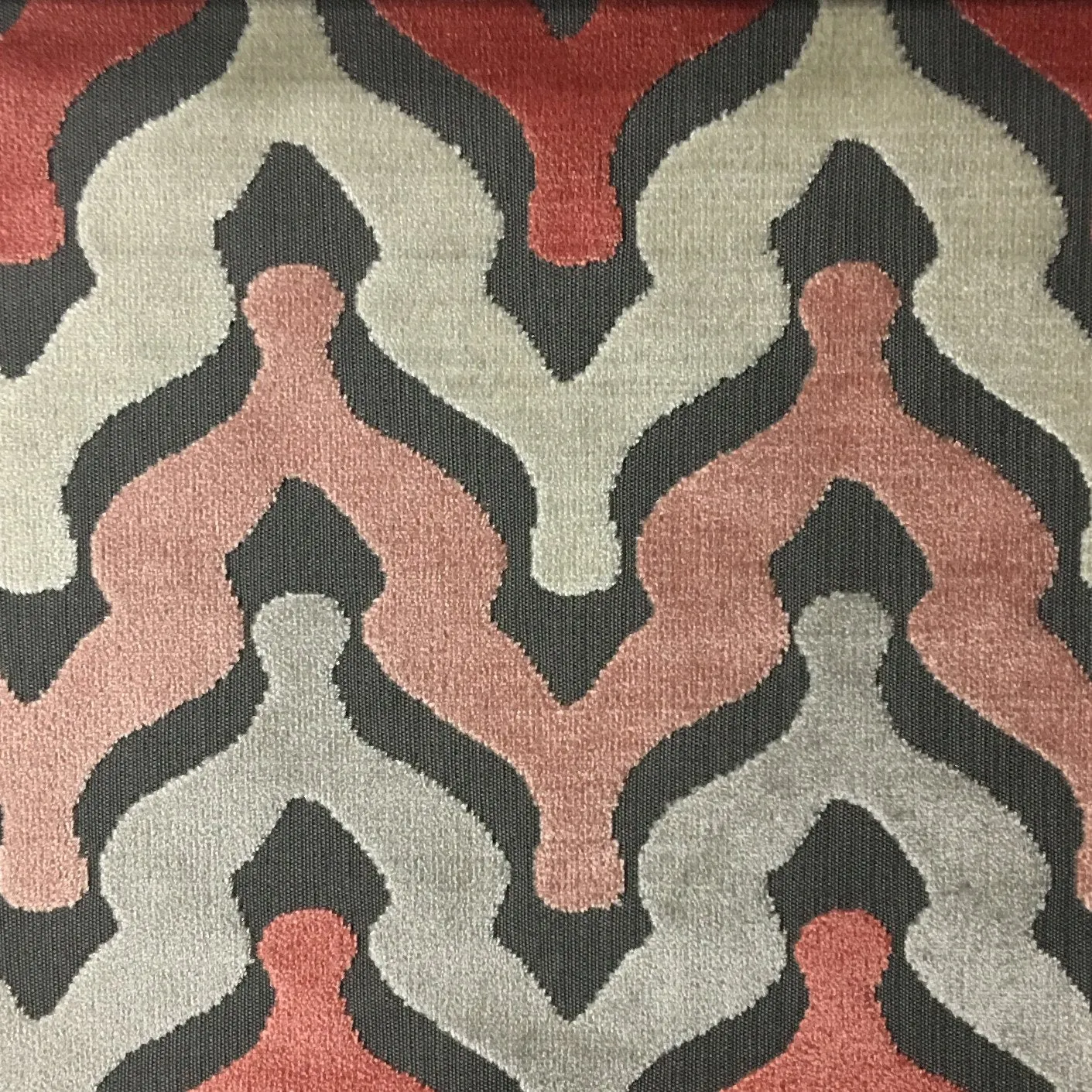 MONROE - CHEVRON PATTEN CUT VELVET UPHOLSTERY FABRIC BY THE YARD