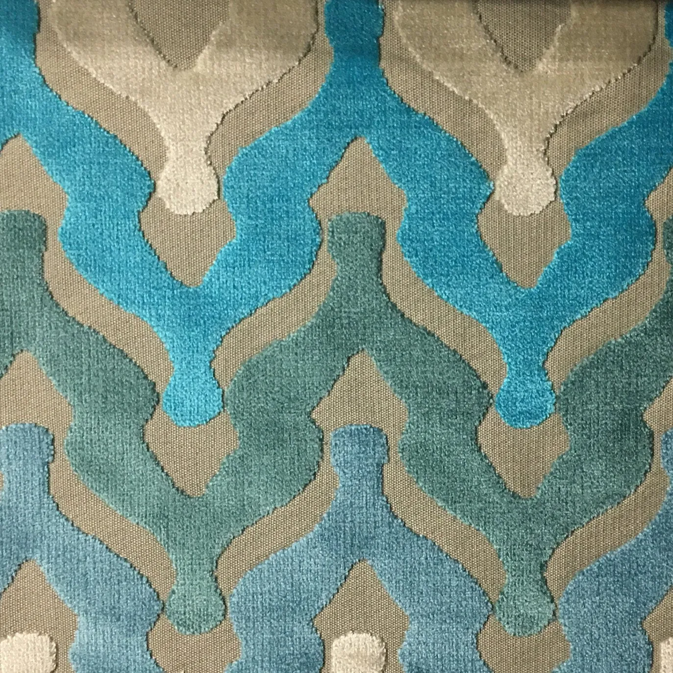 MONROE - CHEVRON PATTEN CUT VELVET UPHOLSTERY FABRIC BY THE YARD