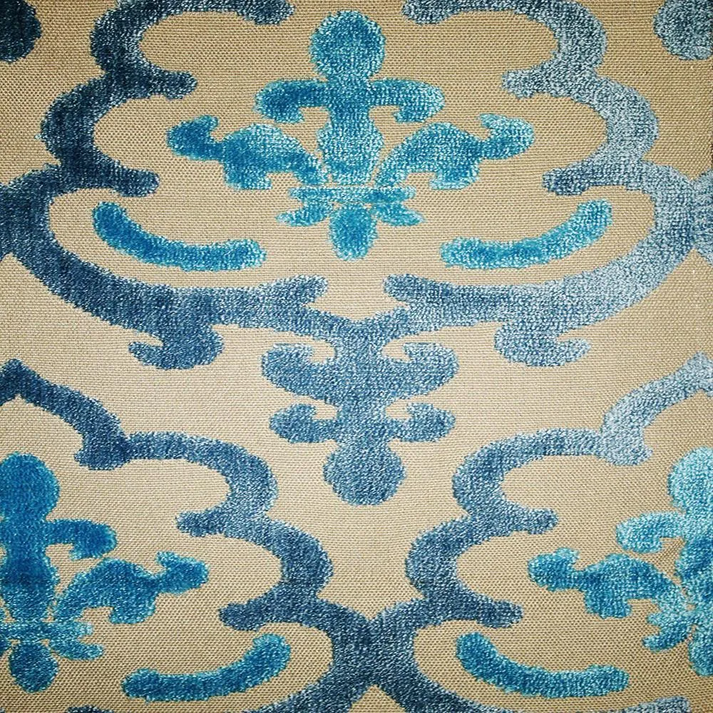 MOROCCO - DAMASK DESINGER PATTERN CUT VELVET UPHOLSTERY FABRIC BY THE YARD