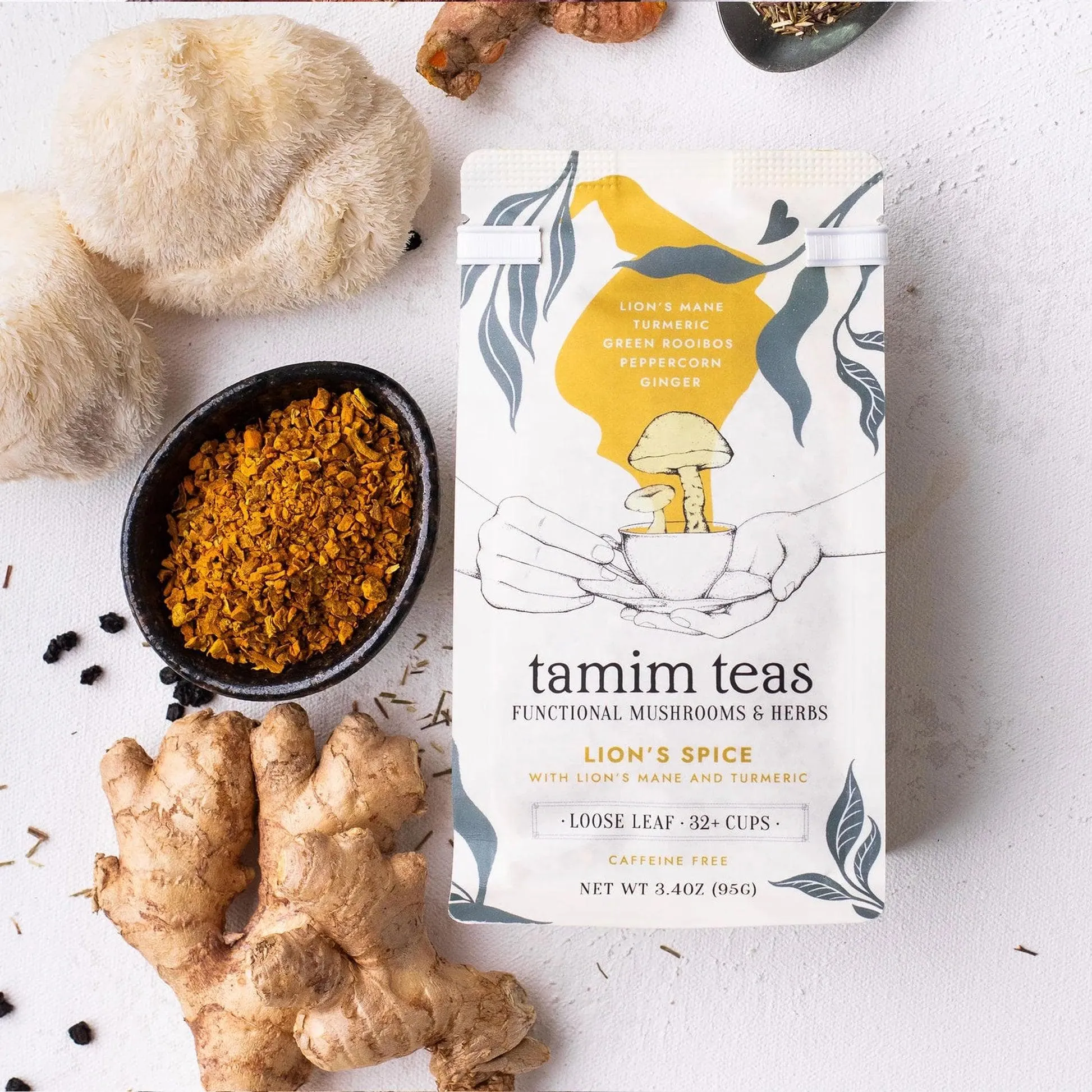 Organic Lion's Mane Mushroom & Turmeric Tea