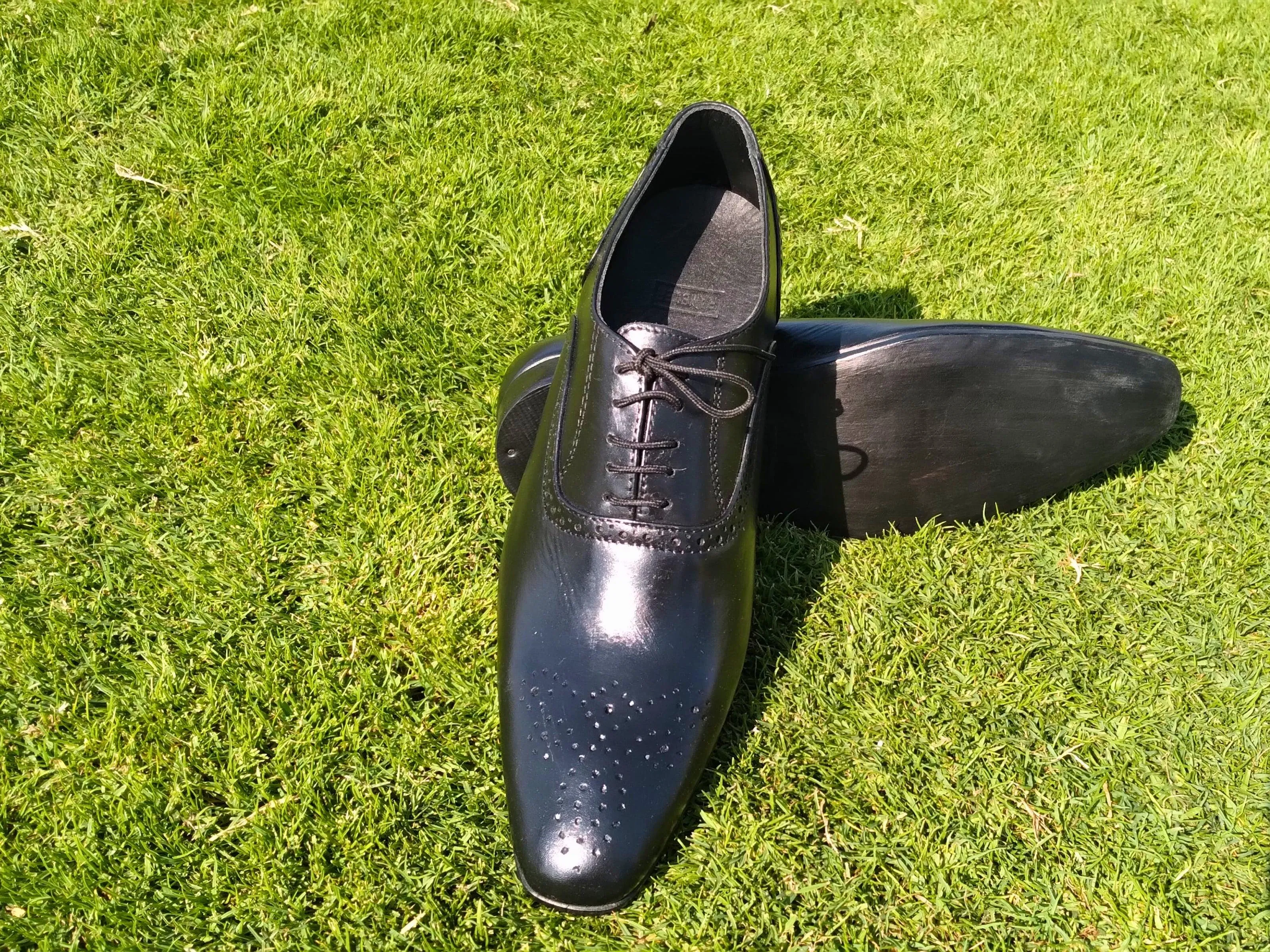 Oxford Shoes Genuine Leather Plaintoe Full brogue Black