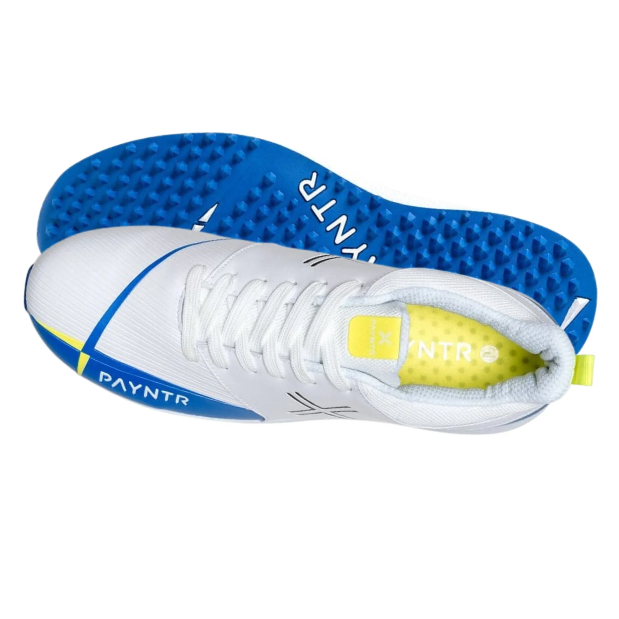 Payntr Cricket Shoes, V-Pimple All Rounder Cricket Shoes - White/Blue